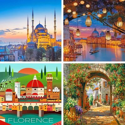 europe cities painting by numbers