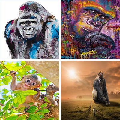monkeys painting by numbers