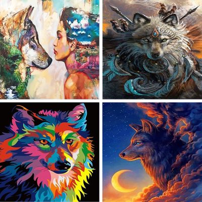 wolf animal painting by numbers