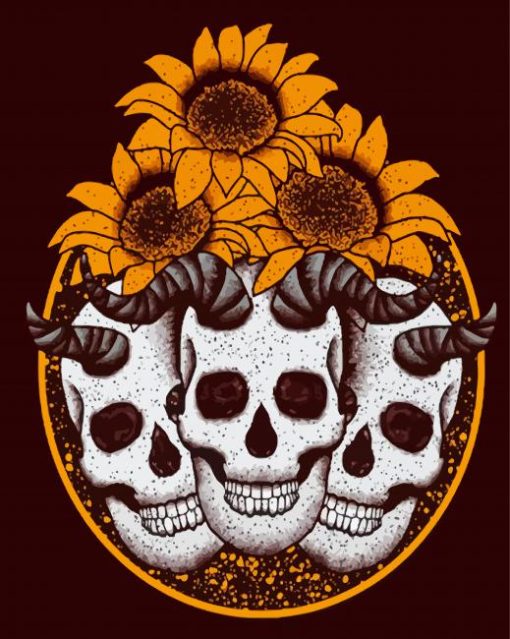 Aesthetic Skulls Sunflowers paint by numbers