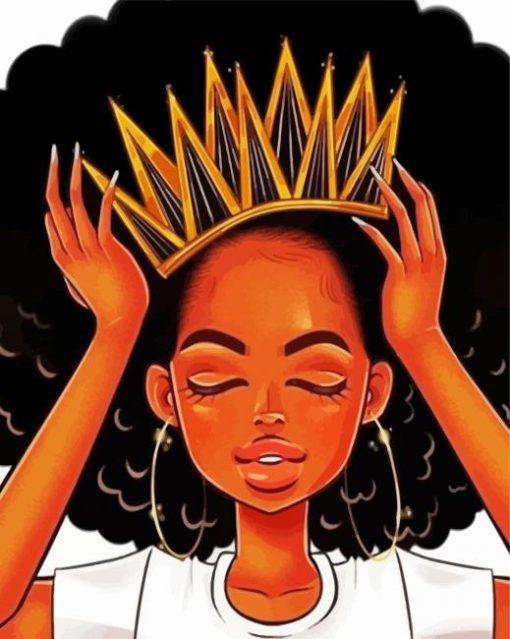 Cute Black Queen With Crown paint by numbers