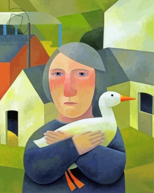 Woman Holding Duck paint by numbers