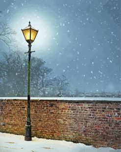 Snowy Victorian Lamppost paint by numbers