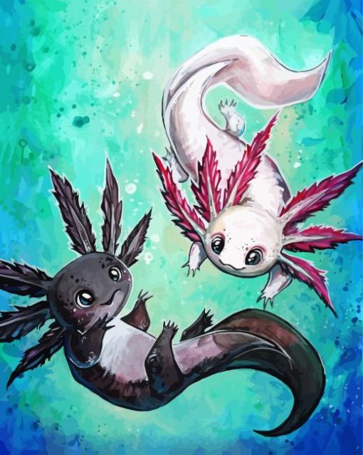 Black And Pink Axolotl paint by numbers