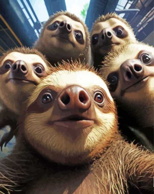 Sloths Family paint by numbers