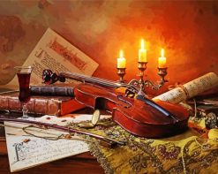Violin And Candles paint by numbers