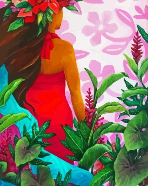 Tropical Hawaiian Lady paint by numbers