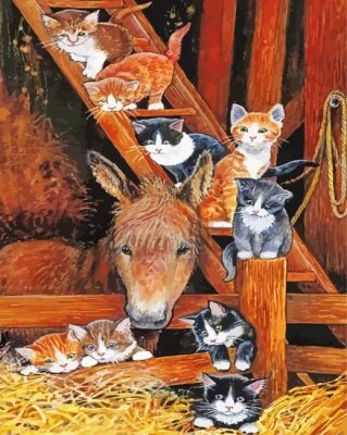 Donkey And Cats Paint By Numbers