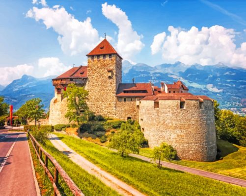 Castle In Mount Peak Liechtenstein Paint By Numbers 
