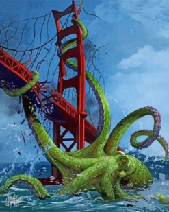 Cthulhu In Golden Gate Bridge Paint By Numbers